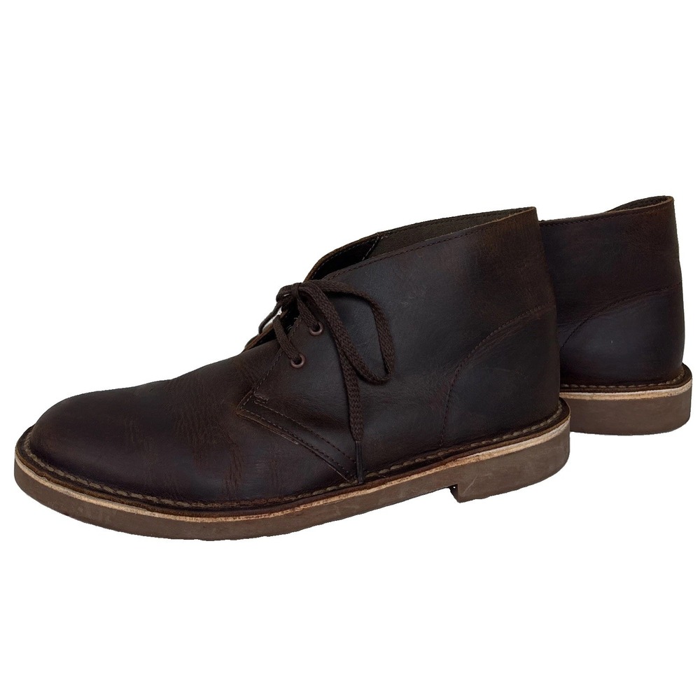 Clarks Bushacre Leather Chukka Boots Desert Mens 9M Brown 2 Eye Shoe 15522